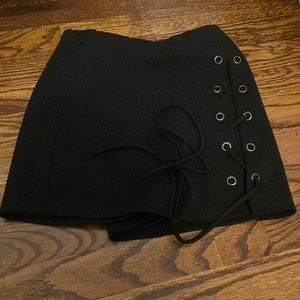 Black Lace Up Skort